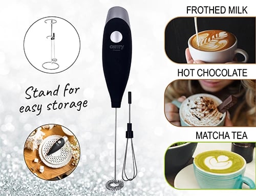 Rrahës qumështi Adler CR 4501 me rrahëse inoksi, me rrahëse veze dhe qëndrim, me bateri, zi/gri