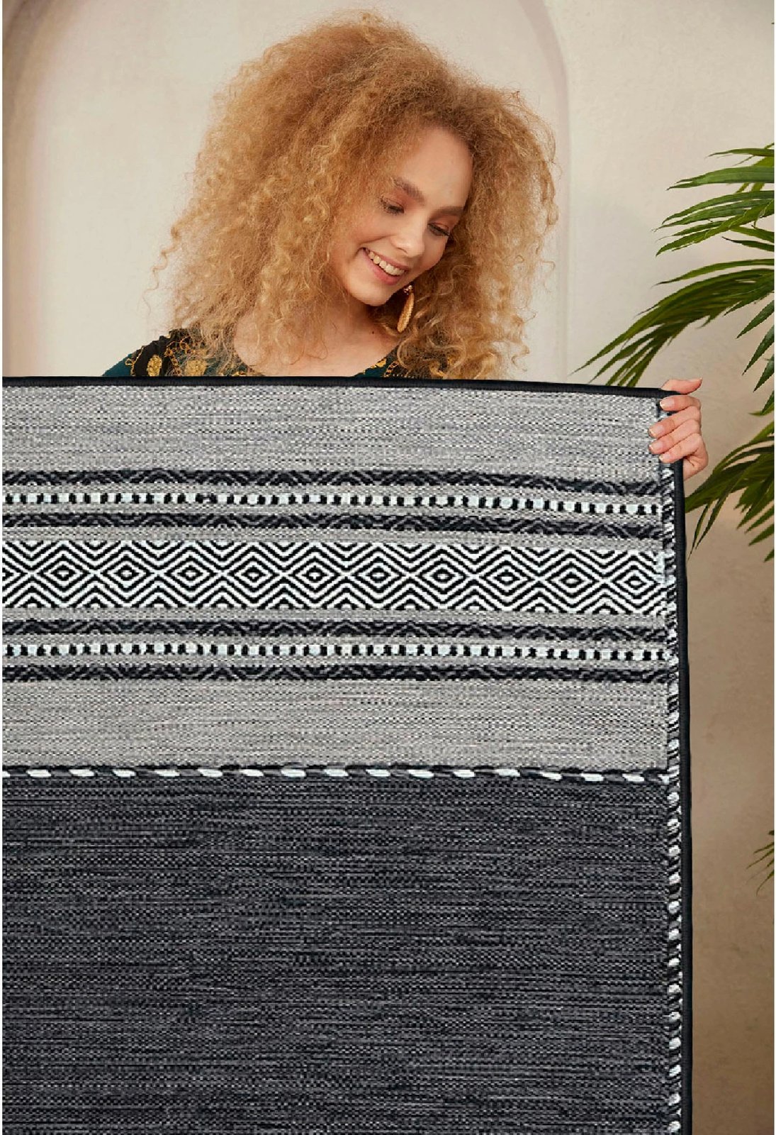 Qilim (50x80) Conceptum Hypnose, Woosonıl132, pambuk, ngjyrë bardhë, gri, e zezë