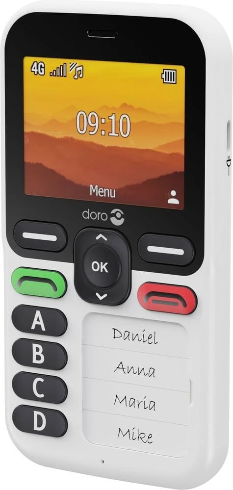 Celular Doro Leva X10, 4G, butona të mëdhenj, i bardhë