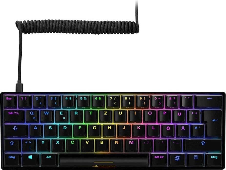 Tastierë gaming Sharkoon SGK50 S4, 60%, RGB, USB Type-C, QWERTZ, e zezë