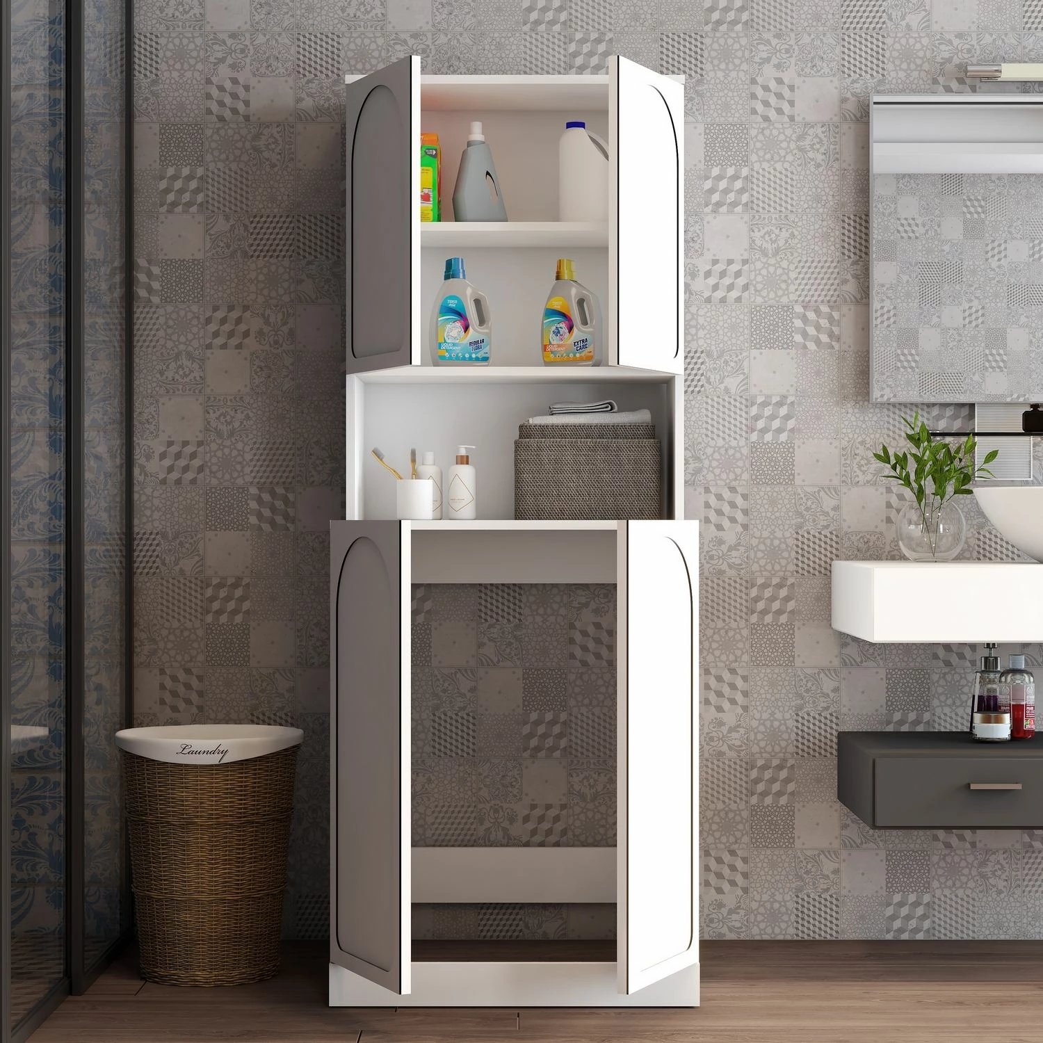 Dollap për lavatriçe, ngjyrë e bardhë, Skye Decor Lyon 73