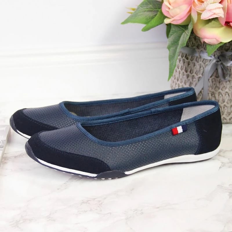 Balerina prej lëkure Filippo, për femra, blu marine