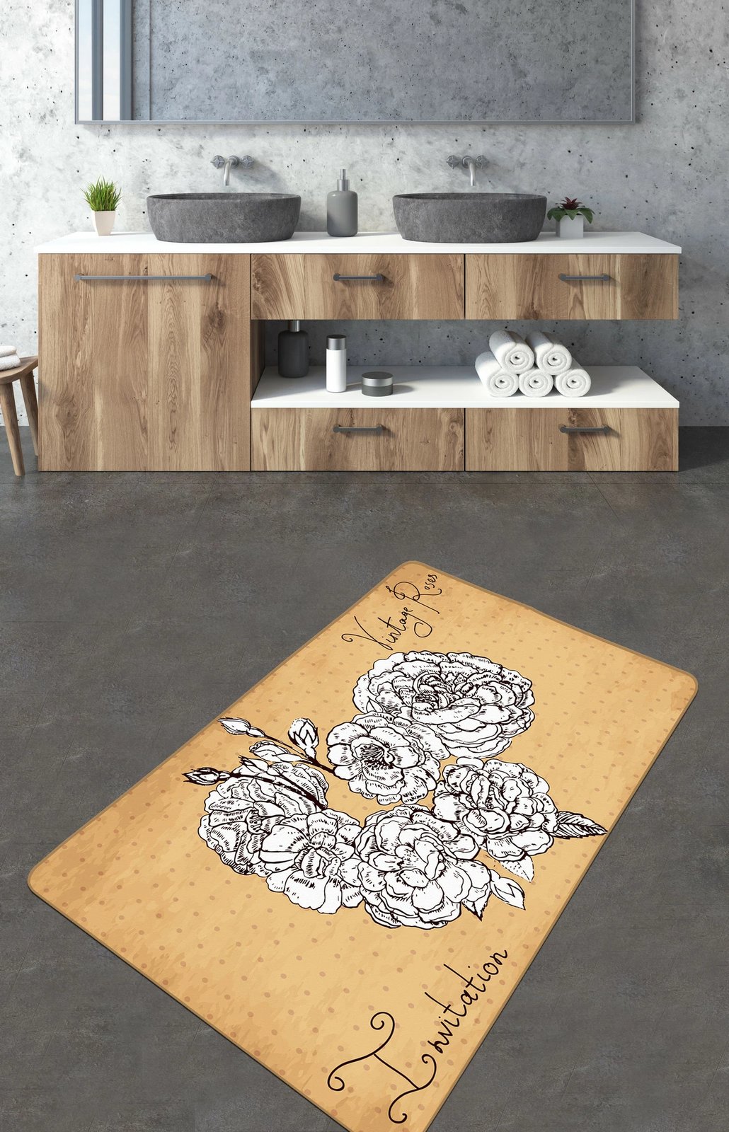 Tapet për banjo Mijölnir, Vintage Roses, 70x120cm