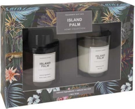 Set dhuratë aromatik KOOPMAN Home Collection, difuzer dhe qiri, island palm