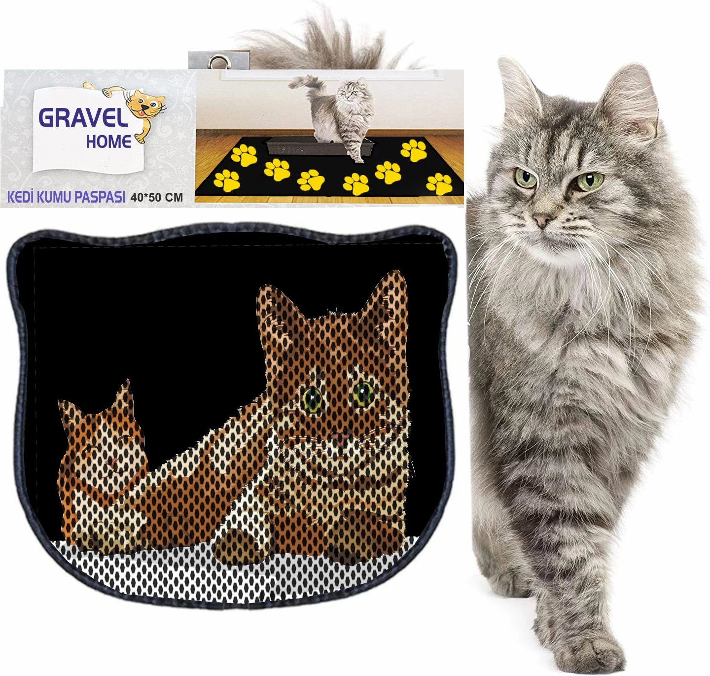 Tapet për rërë mace, shumëngjyrësh, Paws & Whiskers, Kdkafa0012