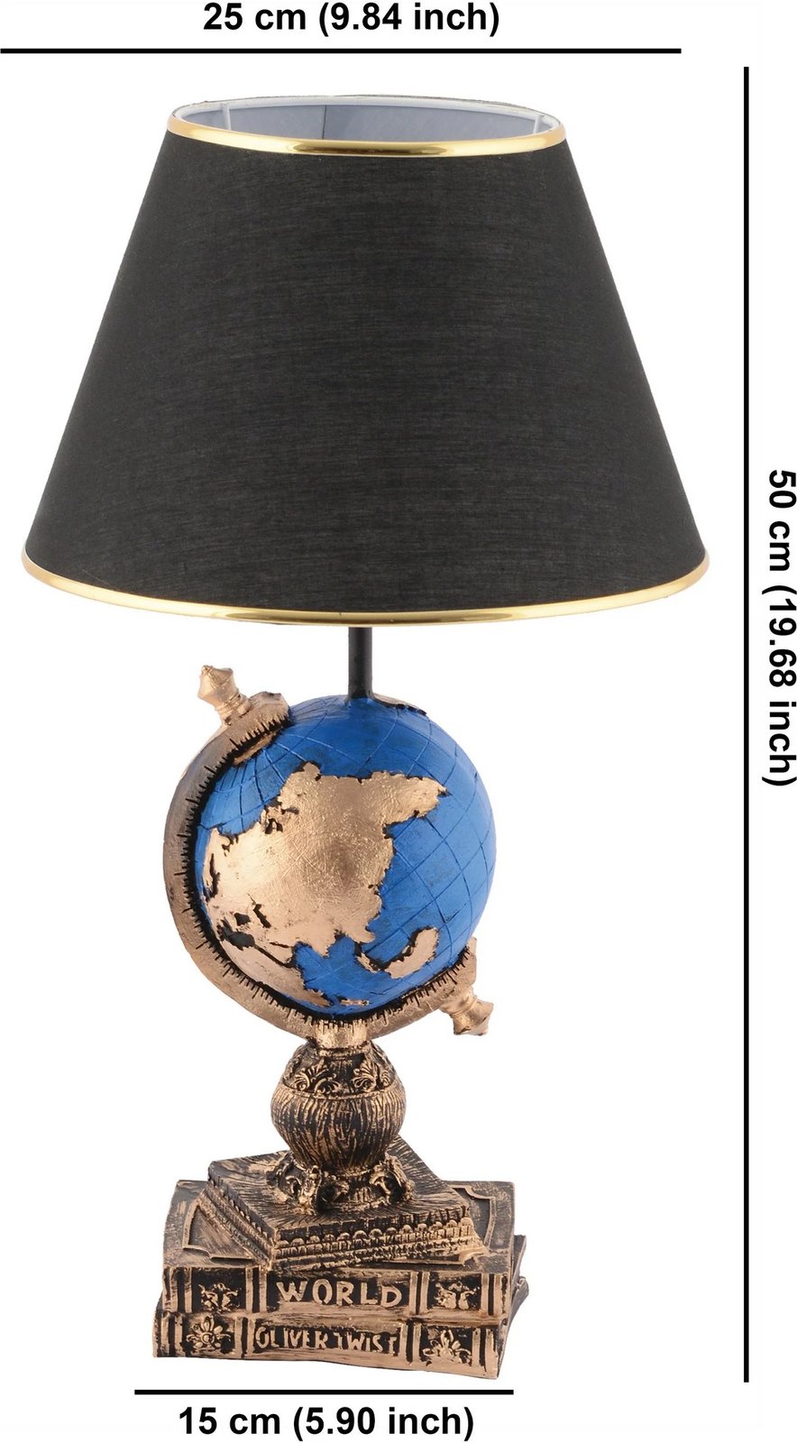 Llambë tavoline Opviq, World, e zezë, blu, ari