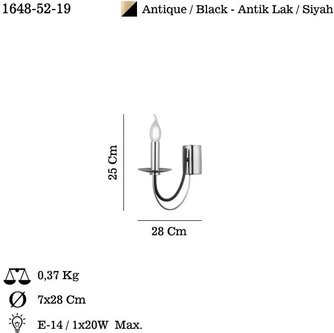 Llambë muri Opviq, Ferra - 52-19, ngjyrë llak antik