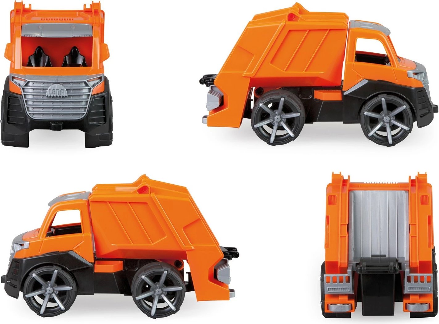 Kamion mbeturinash lodër Lena Truxx2, plastikë, 30 cm, portokalli/zezë/argjend