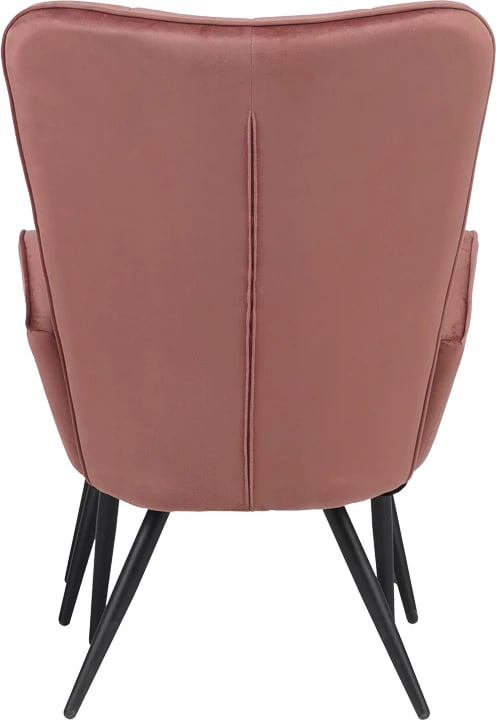 Fotel me stol Dorita, kadife ngjyrë mollë e kalbur, këmbë metalike të zeza, 68.5x76x103cm