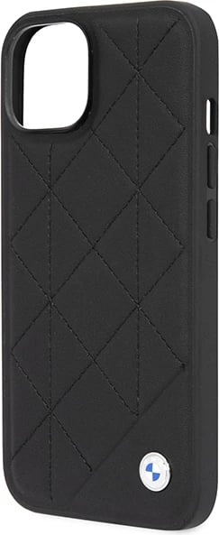 Mbështjellës BMW Leather Quilted për iPhone 14 6.1", i zi