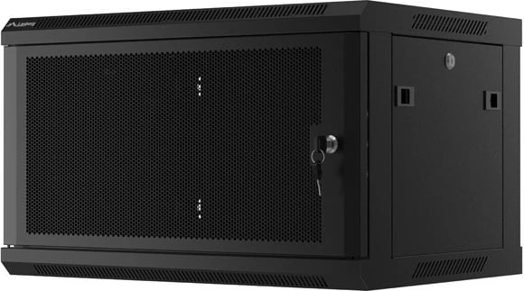 Kabinet muri për server Lanberg WF01-6406-23B, 6U, 19 inç, 600x450 mm, derë e përshkuar, e zezë, flat pack