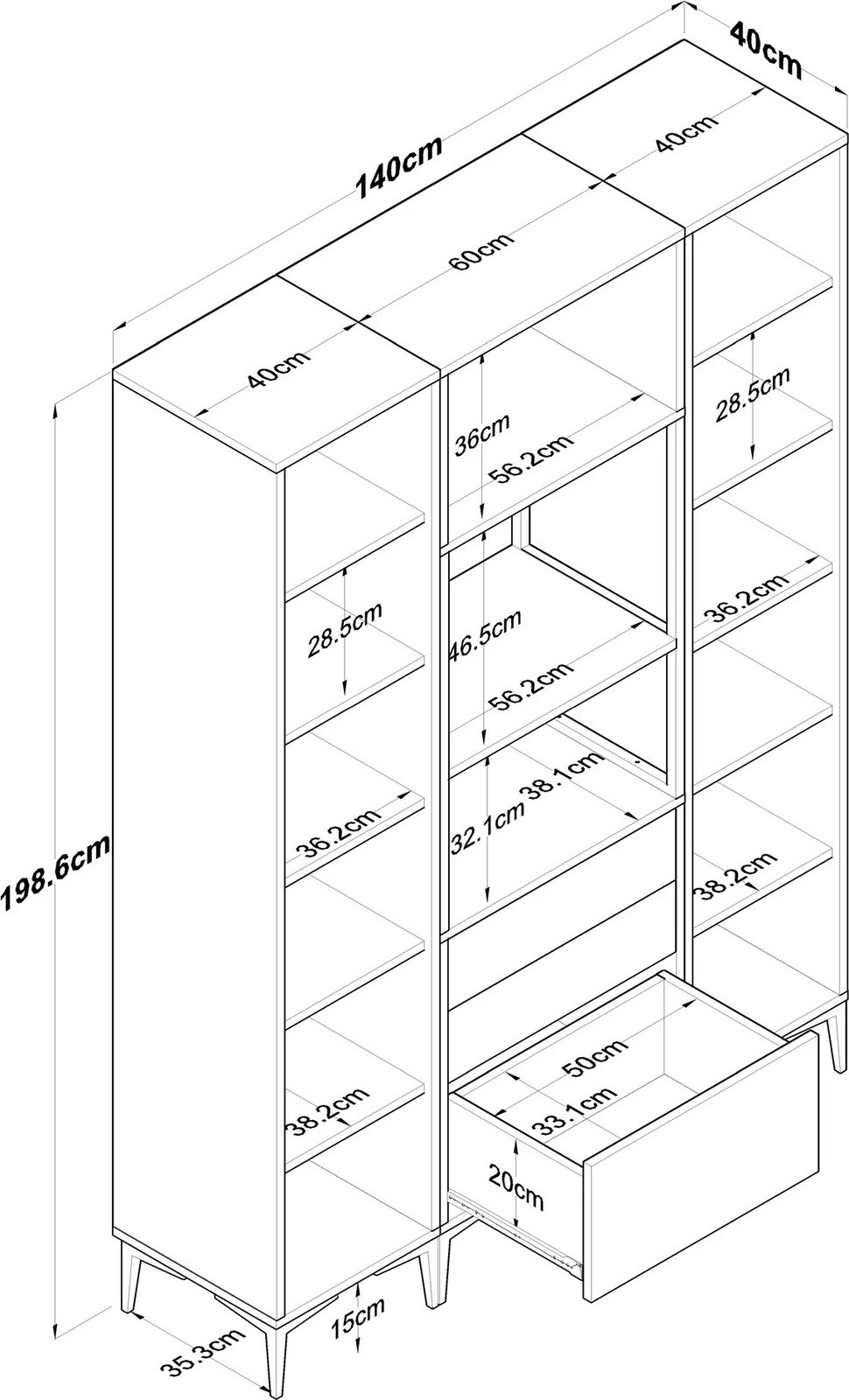 Dollap multifunksional, ngjyrë e bardhë, Skye Decor, JE145 - 3115
