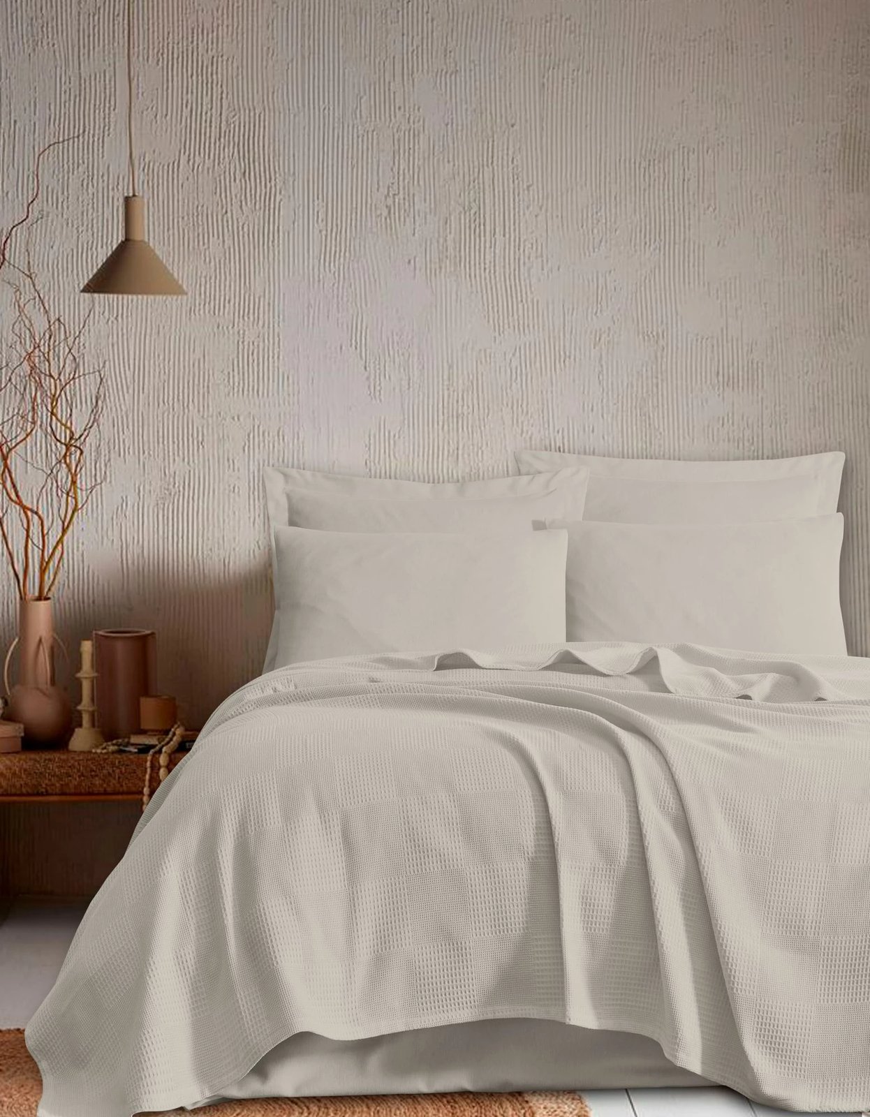 Batanije Single Pique, ngjyrë ecru, L'essentiel, 140x230cm