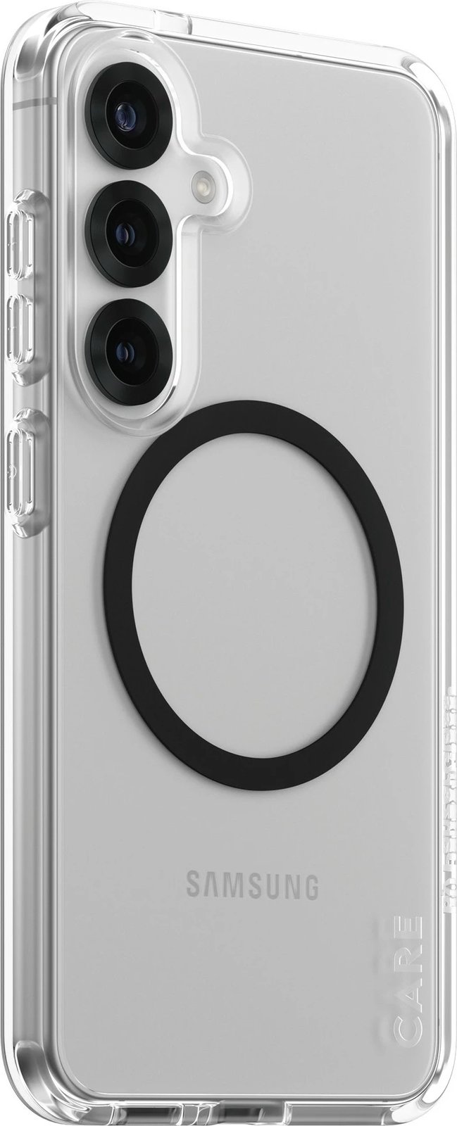 Mbështjellës PanzerGlass CARE Flagship Case, për Samsung Galaxy S25, transparent me detaje të zeza, QI compatible