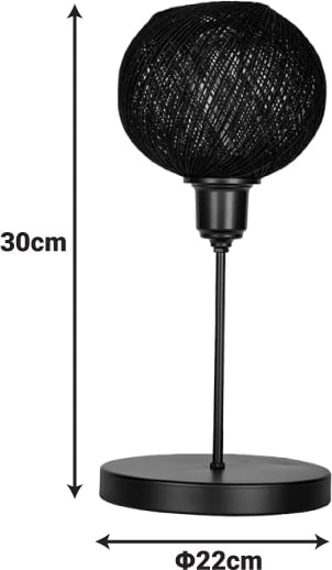 Llambë tavoline Gaia, metal i zi, E27, 22x30cm