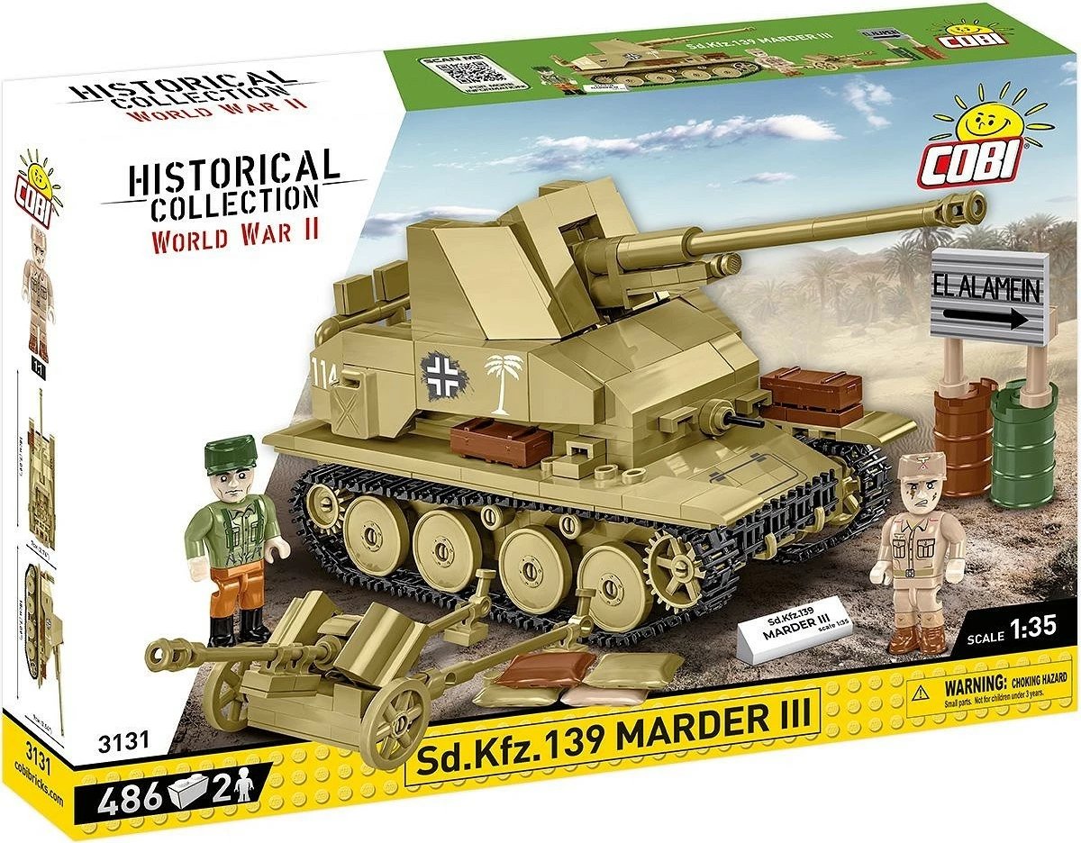 Set ndërtimi Cobi Klocki Sd.Kfz.139 Marder III, 486 pjesë, me 2 figurina, Bezh