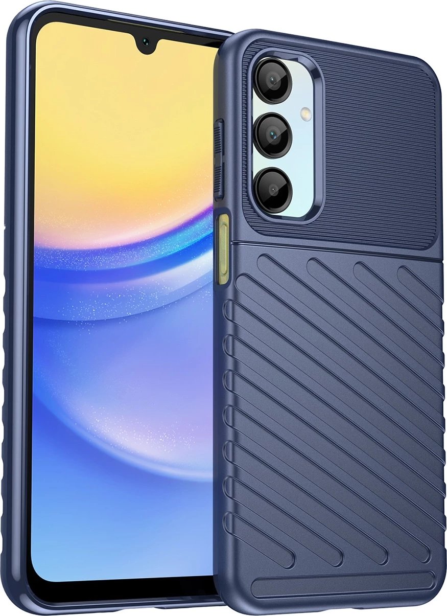 Mbështjellës Hurtel Thunder Case për Samsung Galaxy A56/A36, silikon, me kapak dhe mbajtëse, kaltër