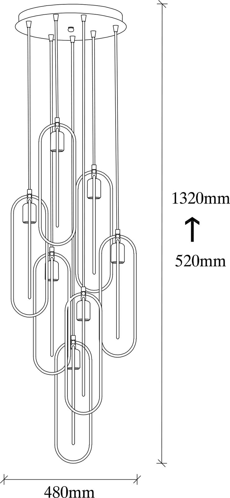 Llambadar modern Opviq, Cerco - 2051, ngjyrë e zezë dhe ari