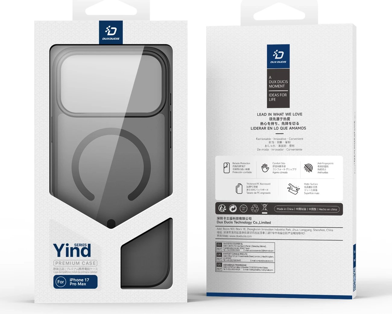 Mbështjellës Dux Ducis Yind për iPhone 17 Pro, MagSafe, i zi