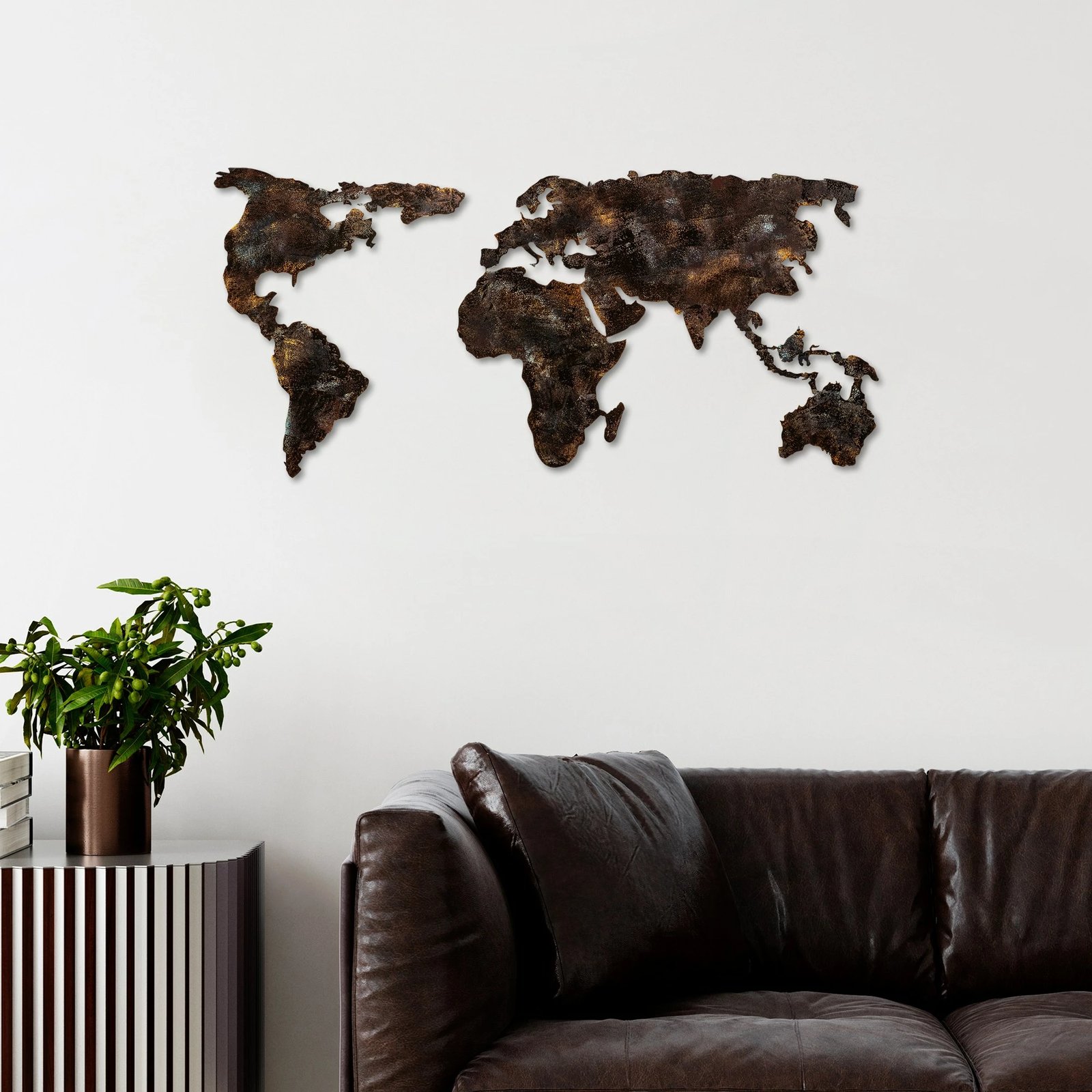 Aksesor dekorativ metalik për mur, hartë bote, Wallity 25