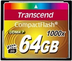 Kartelë memorie Transcend CompactFlash 1000x 64GB, MLC, 160MB/s, e zezë