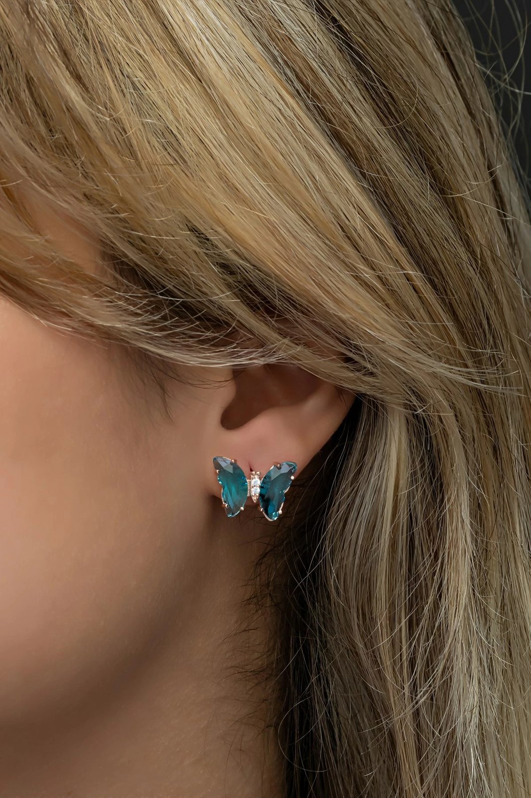 Vathë argjendi, model fluture, ngjyrë argjendi dhe blu, Jumeon, NRZ998738