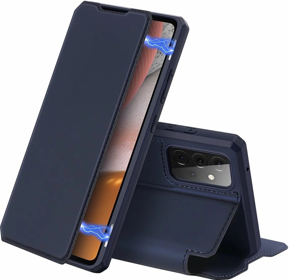 Mbështjellës Dux Ducis Skin X për Samsung Galaxy A72, me kapak, me mbajtëse, me portofol, Blu