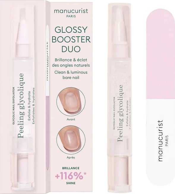 Set për kujdesin e thonjve Manucurist Glossy Booster Duo për femra, 2 copë