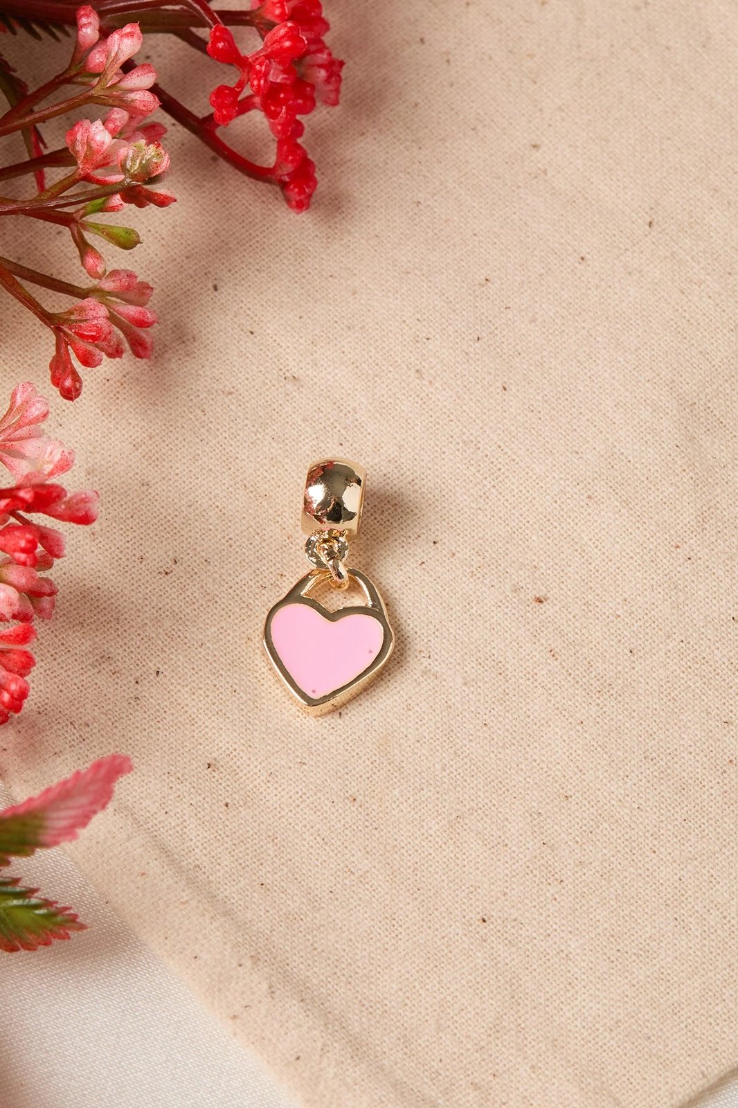 Varëse metalike, ngjyrë ari, zemër rozë, CPN9901