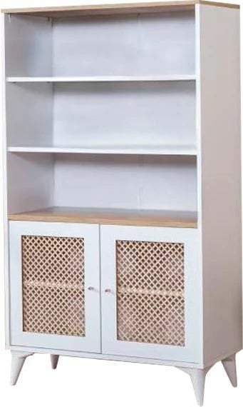 Raft librash Skye Decor, ngjyrë e bardhë dhe lis