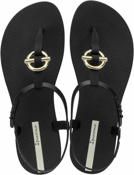 Sandale flip-flop për femra Ipanema, të zeza me të arta