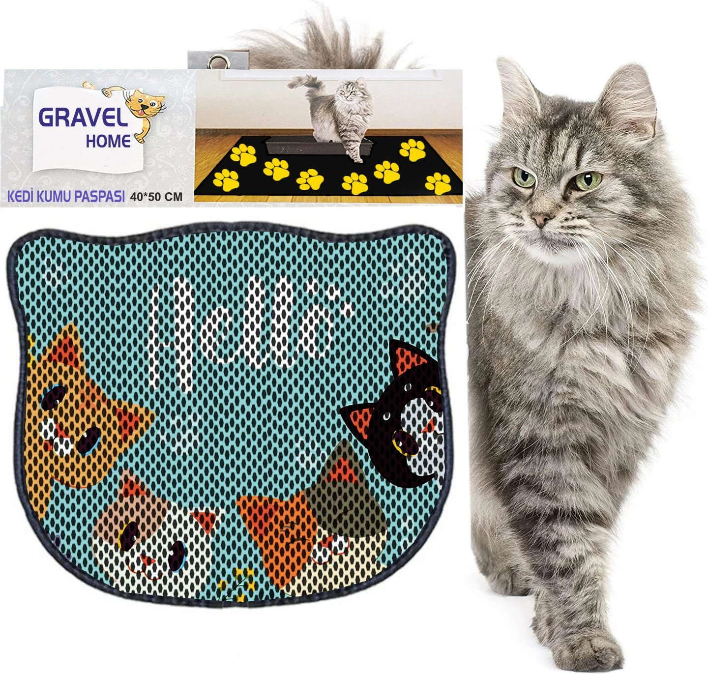 Tapet për rërë mace, shumëngjyrësh, Paws & Whiskers, Kdkafa0141, 40x50cm