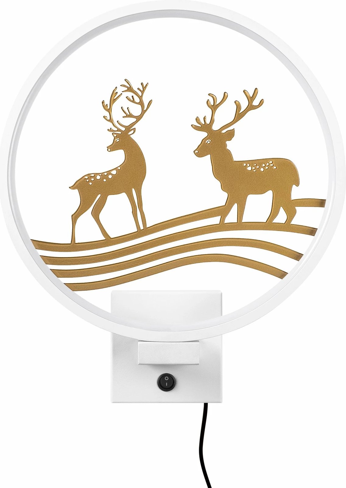 Llambë muri dekorative, Opviq XMAS30, e bardhë dhe ari, motiv kafshësh, 30x36x10cm