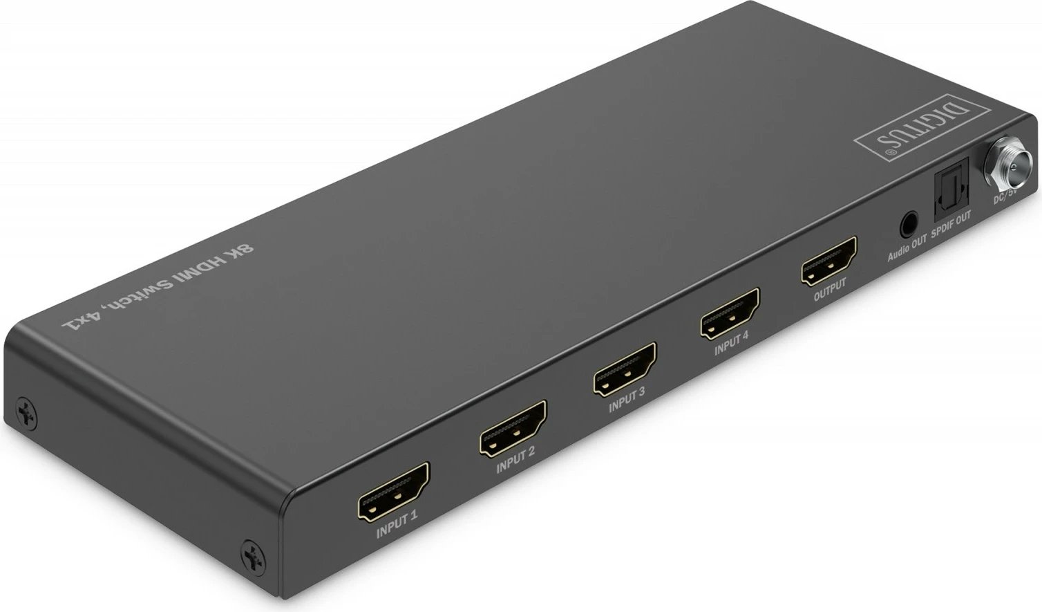 Switch HDMI Digitus DS-55335, 4x1, 8K/60Hz, me telekomandë, i zi