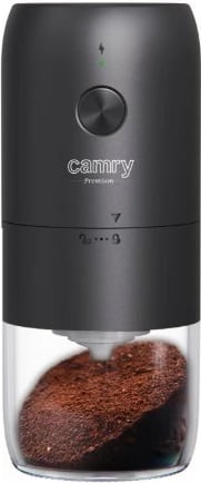 Mulli kafeje pa tela, Camry CR 4302, 25 W, kapacitet 25 g, rikarikues USB-C, gurë qeramike, i zi