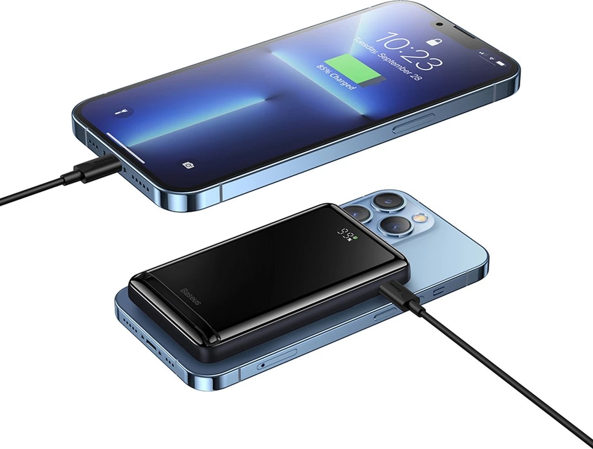 Powerbank Baseus Magnetic Bracket PPCX000203, 10000mAh, MagSafe, 20W, me kabllo USB-C 0.5m, Kaltër e errët