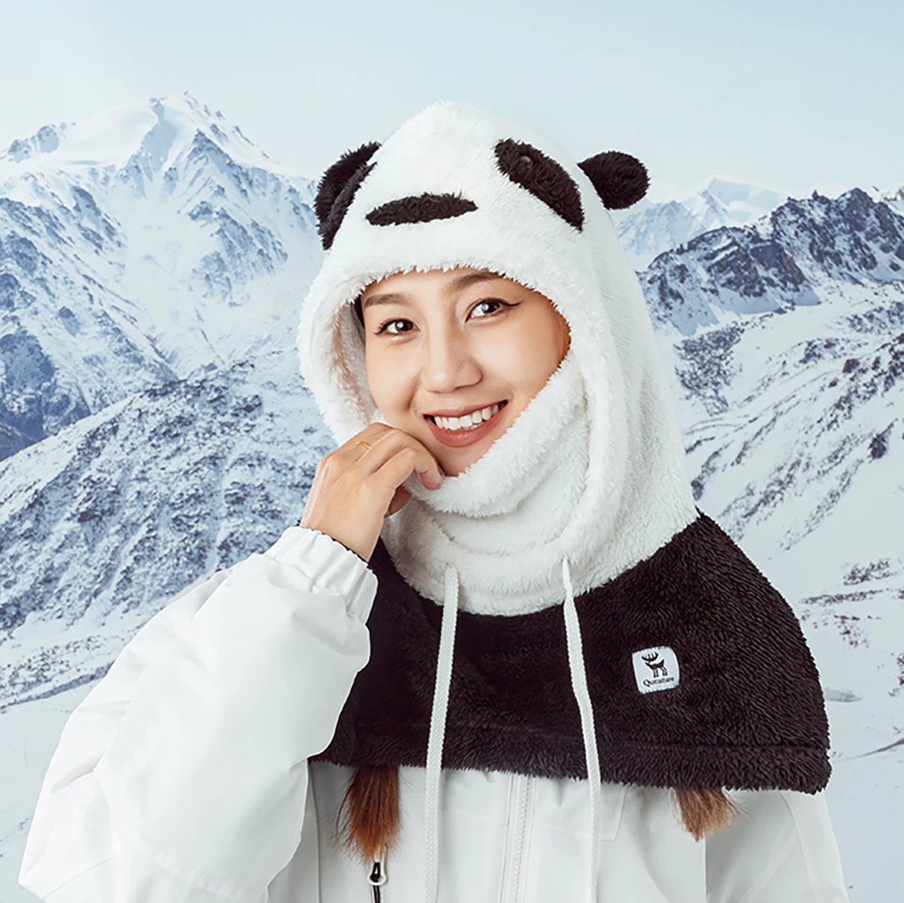 Balaklavë ski Qunature Panda, për fëmijë/të rritur, L, e zezë/e bardhë