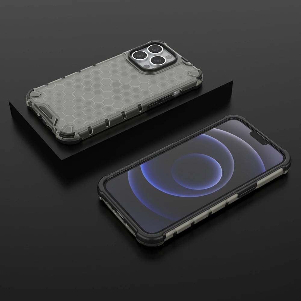 Mbështjellës Hurtel Honeycomb Case për iPhone 13 Pro, i zi