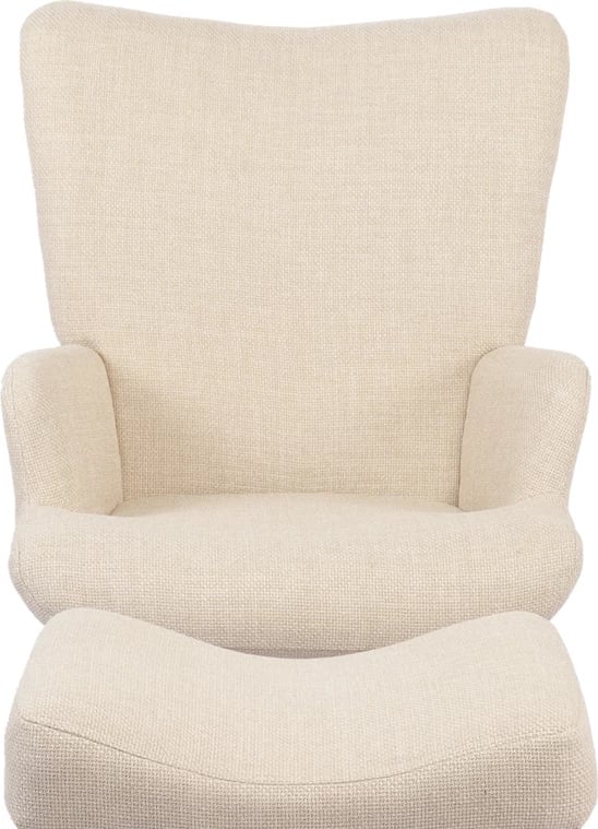 Fotel me stolkë Gerlina, material krem, këmbë ngjyrë natyrale, 71x64x94cm