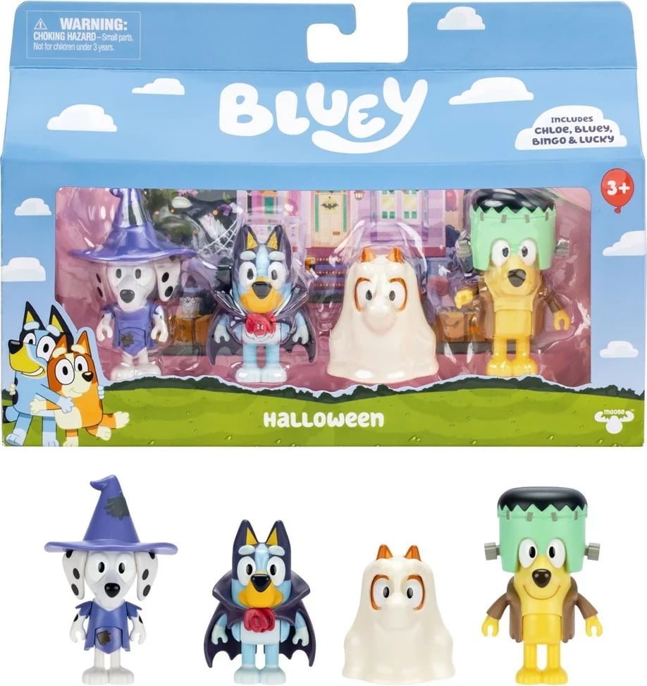 Set figurash Bluey Halloween, TM Toys, 4 copë