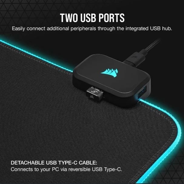 Mauspad Corsair MM700 RGB 3XL, 1220x610mm, i zi