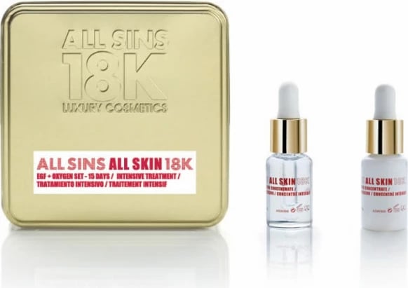 Set trajtimi intensiv për fytyrë ALL SINS 18K All Skin Efg Oxygen 15 Days Intensive Treatment Set, 2 copë