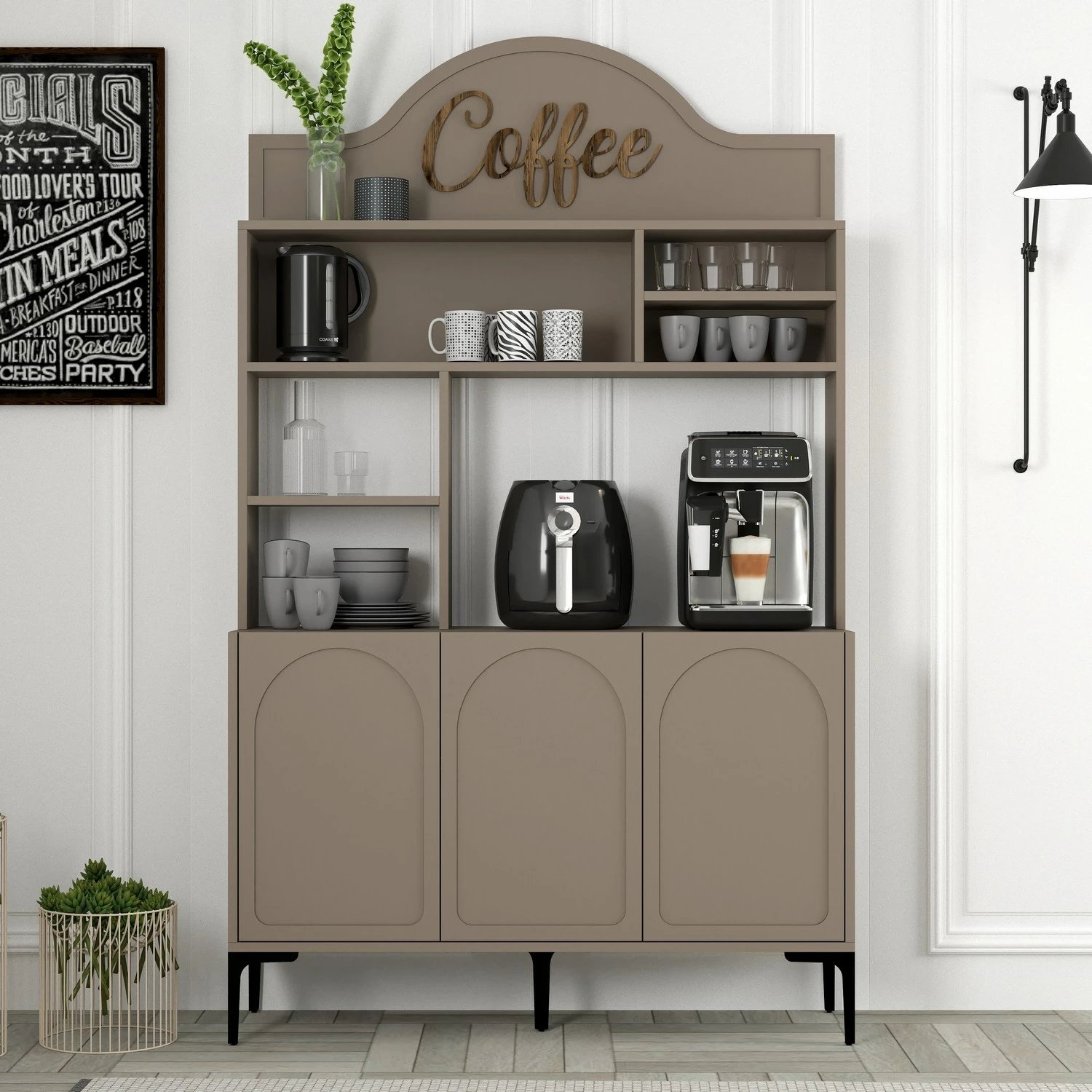 Dollap për kafe, Hanah Home, Lyon 120 - Atlas, ngjyrë e zezë