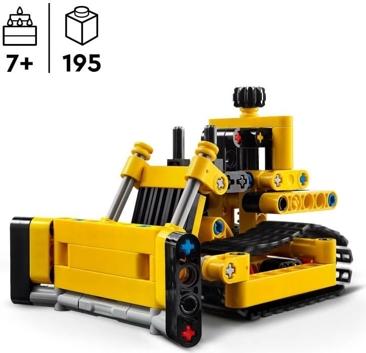 Set ndërtimi, LEGO Technic 42163 Heavy-Duty Bulldozer, për moshat 7+, e verdhë