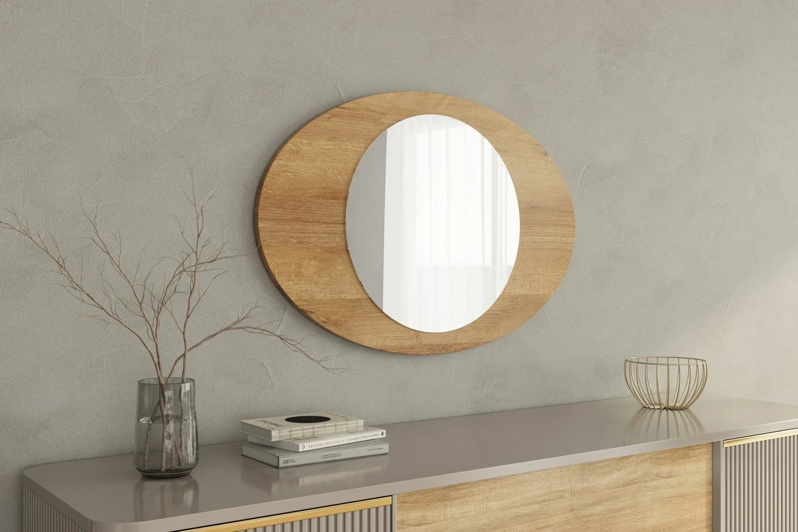 Pasqyrë dekorative, ngjyrë lisi Sapphire, Skye Decor, 60x90x2.2cm