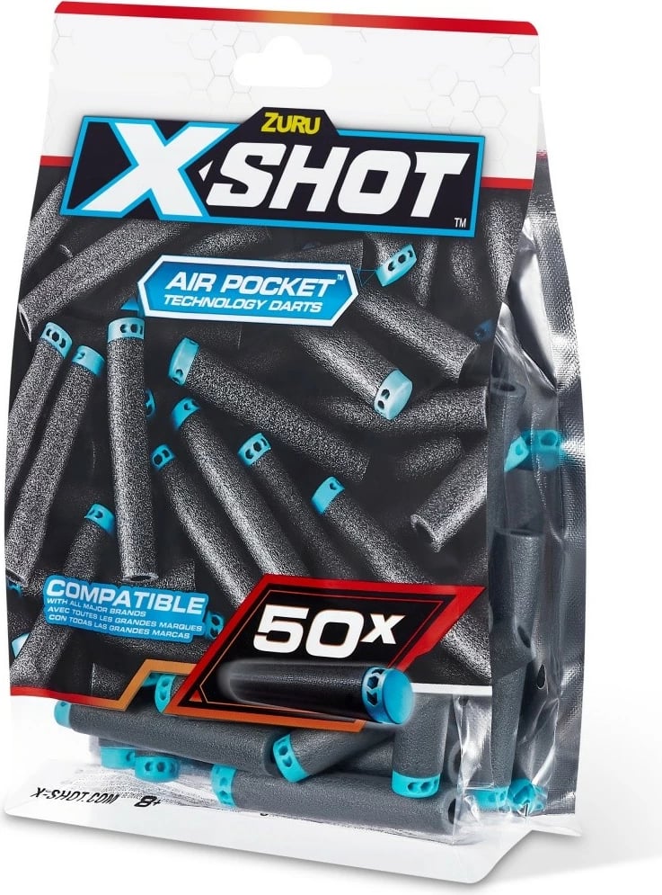 Set shigjeta shkumë ZURU X-Shot Excel, 50 copë, Azure/Black