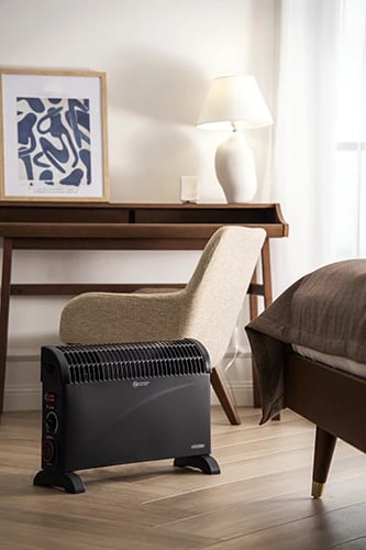 Ngrohës konvektor, Adler, MS 7741, 2000W, 3 nivele, termostat dhe timer 24h, Turbo fan, i zi