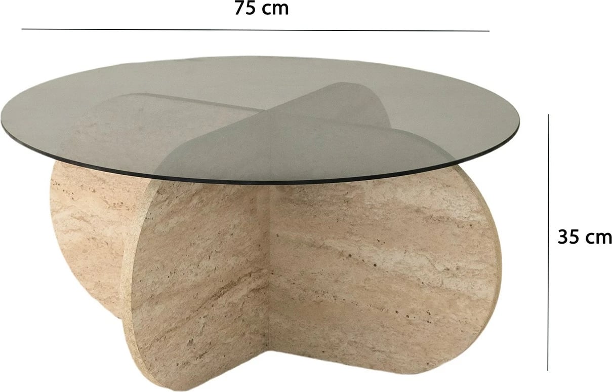 Tavolinë kafeje Hanah Home, Bubble, travertin dhe fume
