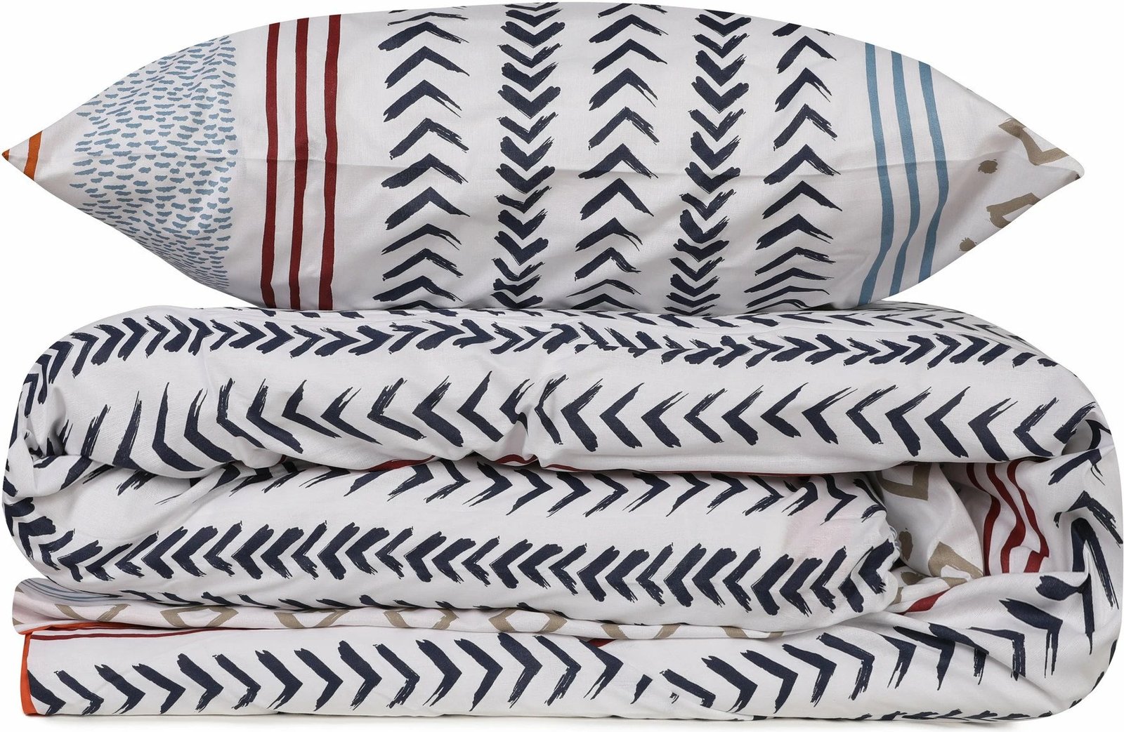 Set mbulesë për jorgan Super King, L'essentiel, Arrow, ngjyrë e bardhë, e kuqe, kaltër e errët, kaltër, portokalli