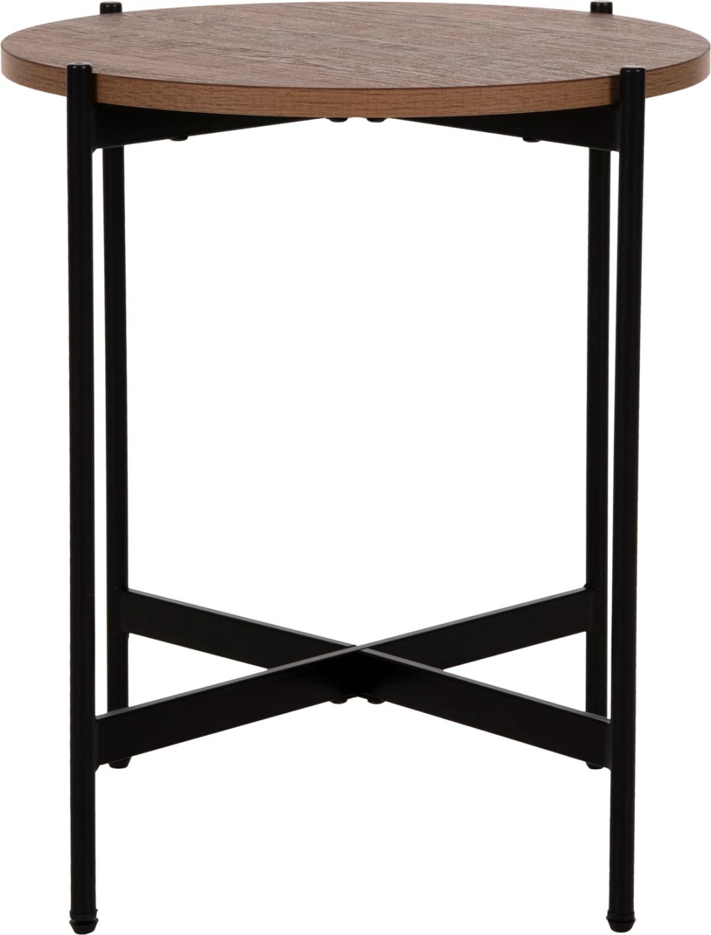 Tavolinë anësore FH9589.04 MDF ngjyrë arre-bazë metalike e zezë Φ50x55Hcm